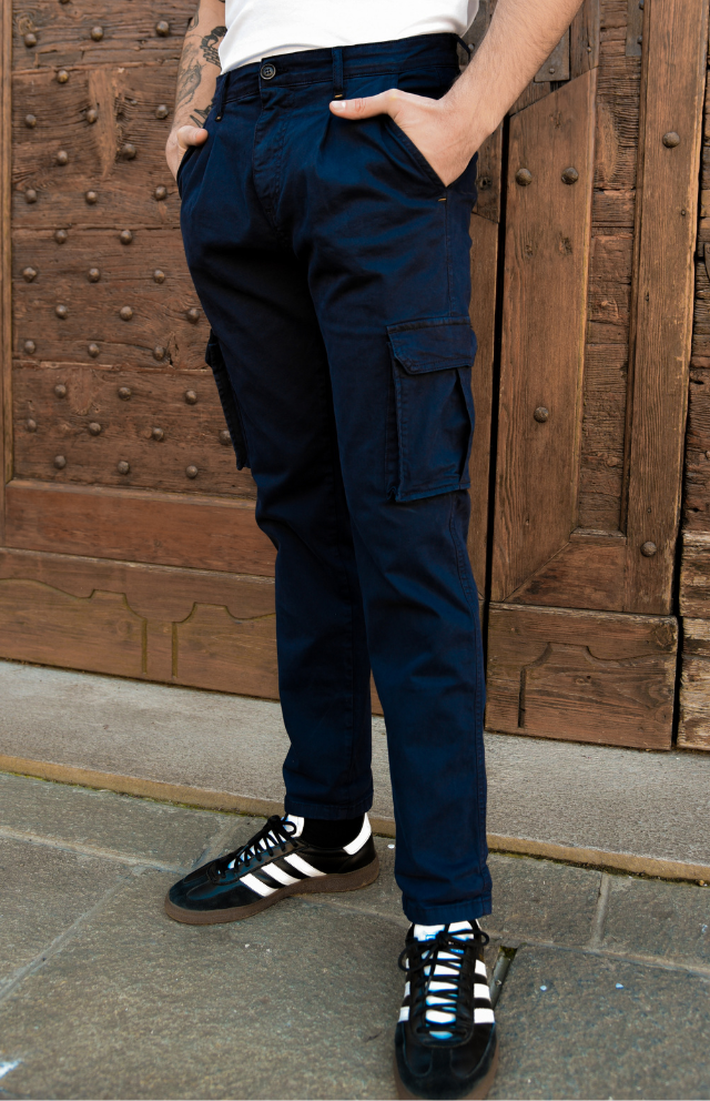 PANTALONE CARGO - blu